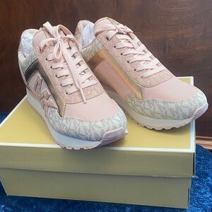Michael Kors Blush Pink and Rose Gold Lace-Up Sneakers